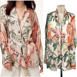 Aritzia Wilfred Oriane Satin Robe Pink Size Small **Missing Waist Tie